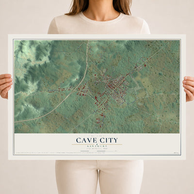 Map of Cave City, Kentucky, 18 x 24 inch unframed archival matte print