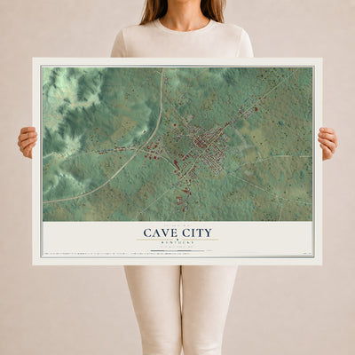 Map of Cave City, Kentucky, 24 x 36 inch unframed archival matte print