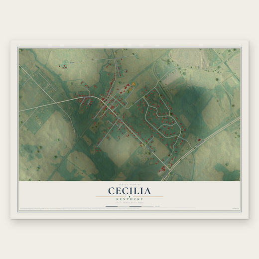 Cecilia, Kentucky map print, the full design