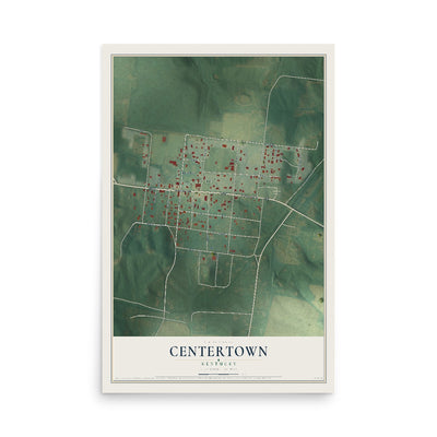 Map of Centertown, Kentucky, 12 x 18 inch unframed archival matte print
