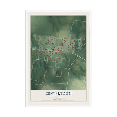 Map of Centertown, Kentucky, 12 x 18 inch print in a white wood frame