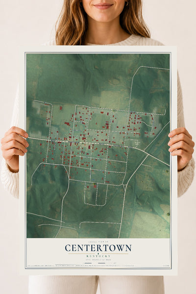 Map of Centertown, Kentucky, 18 x 24 inch unframed archival matte print