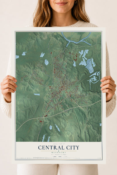 Map of Central City, Kentucky, 18 x 24 inch unframed archival matte print