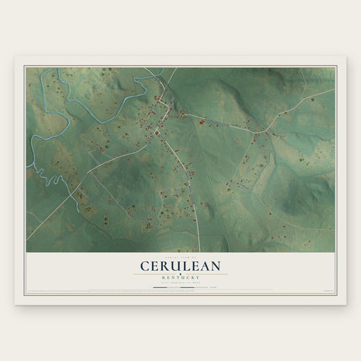 Cerulean, Kentucky map print, the full design
