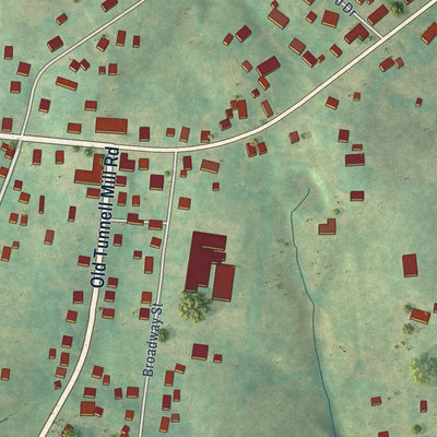 Close-up of the map of Chaplin, Kentucky print showing street and building detail