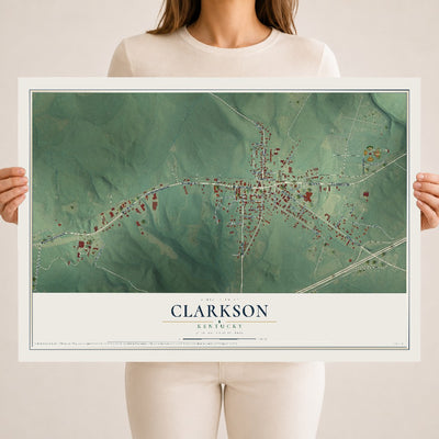Map of Clarkson, Kentucky, 18 x 24 inch unframed archival matte print