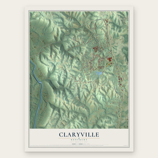 Claryville, Kentucky map print, the full design