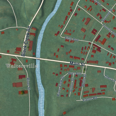Close-up of the map of Clay City, Kentucky print showing street and building detail