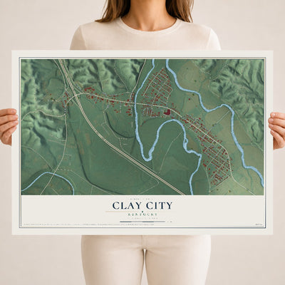 Map of Clay City, Kentucky, 18 x 24 inch unframed archival matte print