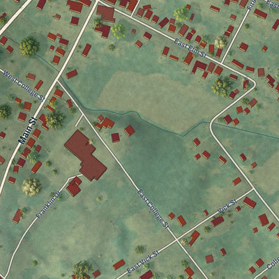 Second close-up of the map of Clay, Kentucky print showing more streets and buildings