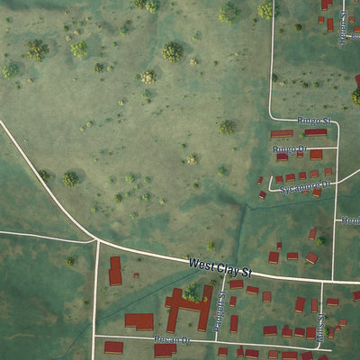 Second close-up of the map of Clinton, Kentucky print showing more streets and buildings