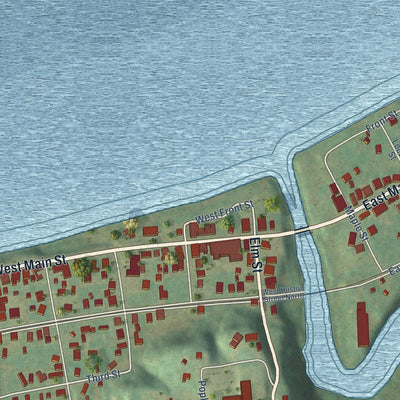 Close-up of the map of Cloverport, Kentucky print showing street and building detail