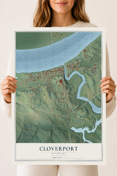 Map of Cloverport, Kentucky, 18 x 24 inch unframed archival matte print