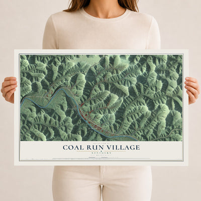 Map of Coal Run Village, Kentucky, 12 x 18 inch unframed archival matte print