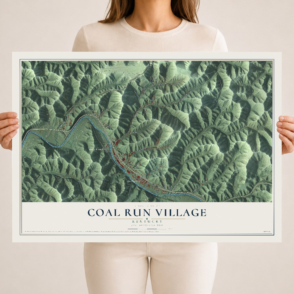 Map of Coal Run Village, Kentucky, 18 x 24 inch unframed archival matte print