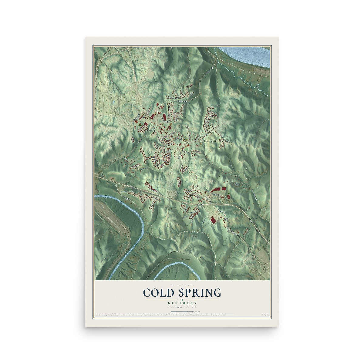 Map of Cold Spring, Kentucky, 12 x 18 inch unframed archival matte print