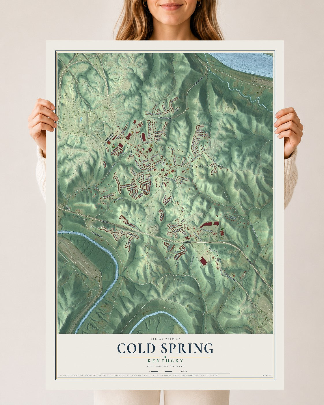 Map of Cold Spring, Kentucky, 24 x 36 inch unframed archival matte print