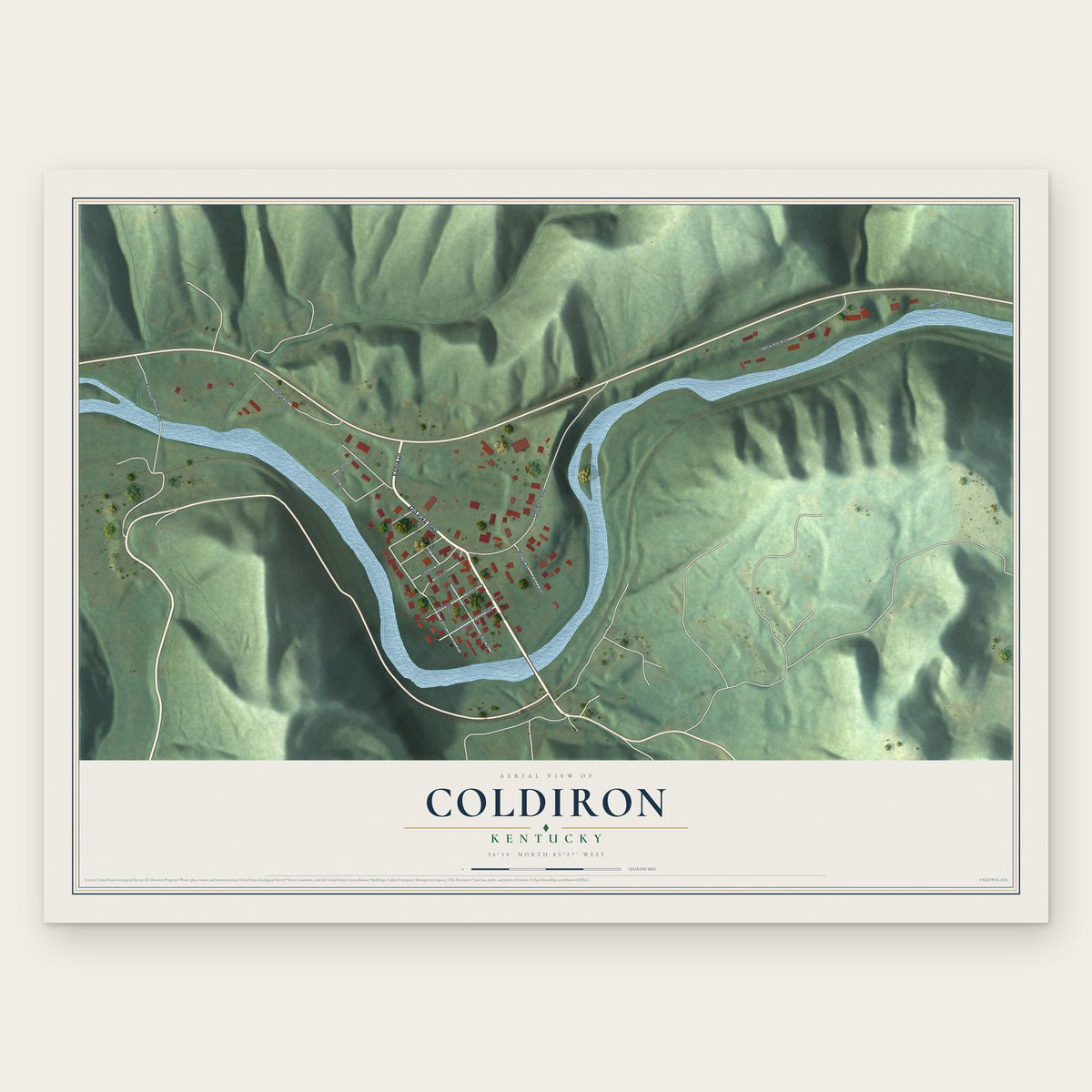 Coldiron, Kentucky map print, the full design