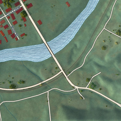 Close-up of the map of Coldiron, Kentucky print showing street and building detail