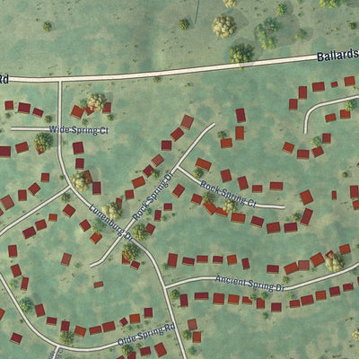 Second close-up of the map of Coldstream, Kentucky print showing more streets and buildings