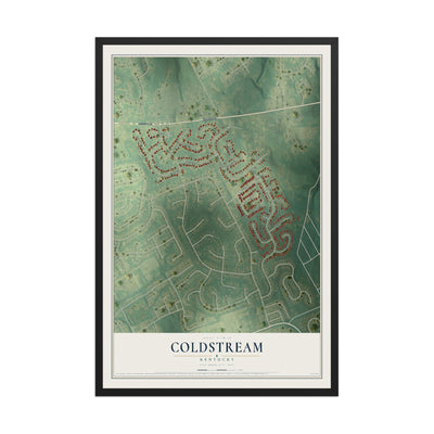 Map of Coldstream, Kentucky, 12 x 18 inch print in a black wood frame