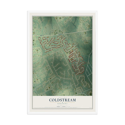 Map of Coldstream, Kentucky, 12 x 18 inch print in a white wood frame