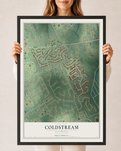 Map of Coldstream, Kentucky, 24 x 36 inch print in a black wood frame