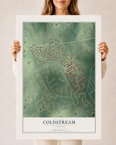 Map of Coldstream, Kentucky, 24 x 36 inch print in a white wood frame