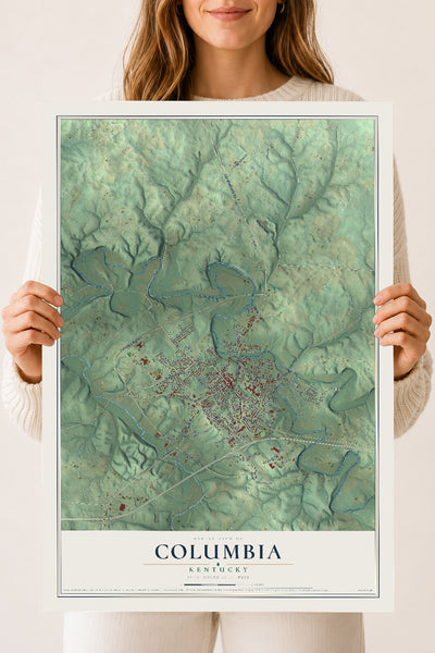 Map of Columbia, Kentucky, 18 x 24 inch unframed archival matte print