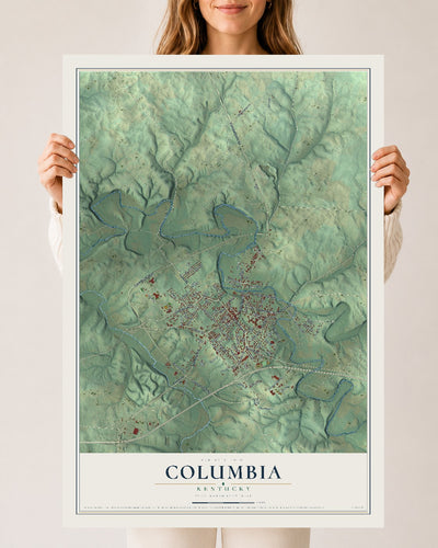 Map of Columbia, Kentucky, 24 x 36 inch unframed archival matte print