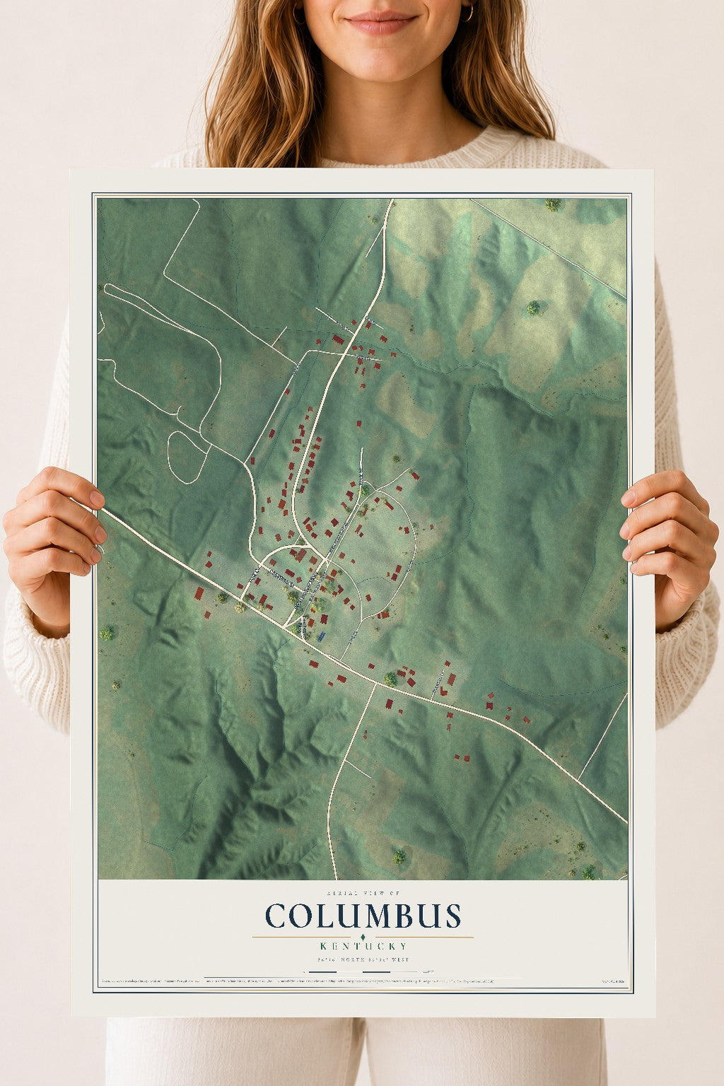 Map of Columbus, Kentucky, 18 x 24 inch unframed archival matte print