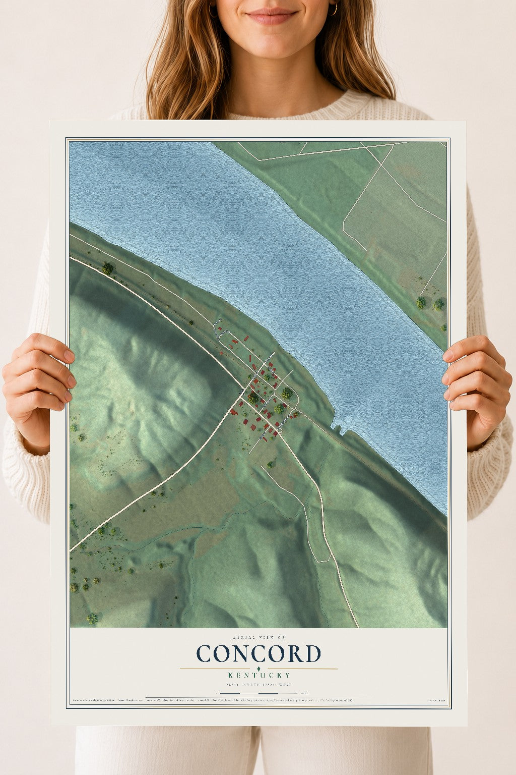Map of Concord, Kentucky, 18 x 24 inch unframed archival matte print