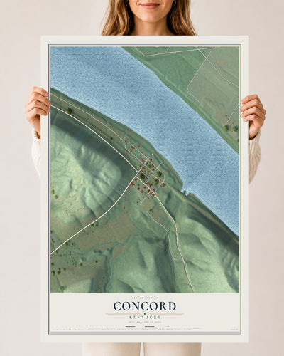 Map of Concord, Kentucky, 24 x 36 inch unframed archival matte print