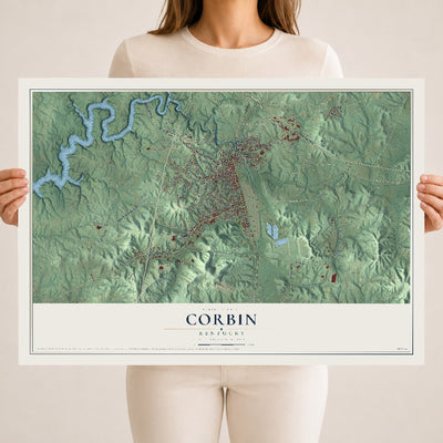 Map of Corbin, Kentucky, 18 x 24 inch unframed archival matte print