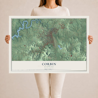 Map of Corbin, Kentucky, 24 x 36 inch unframed archival matte print