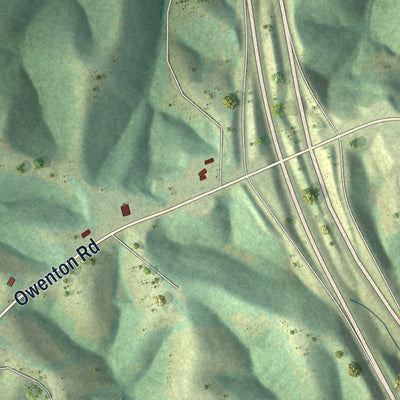 Second close-up of the map of Corinth, Kentucky print showing more streets and buildings