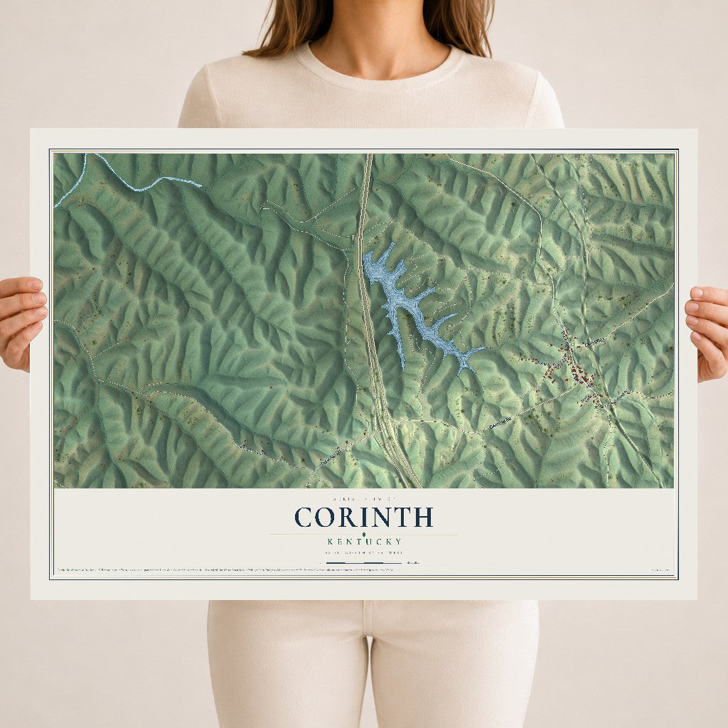 Map of Corinth, Kentucky, 18 x 24 inch unframed archival matte print