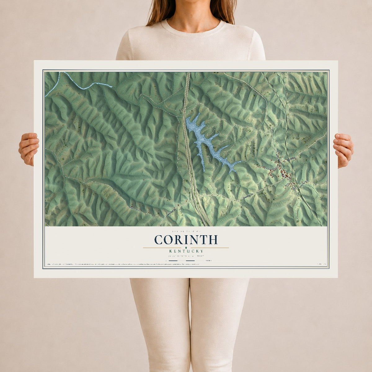 Map of Corinth, Kentucky, 24 x 36 inch unframed archival matte print