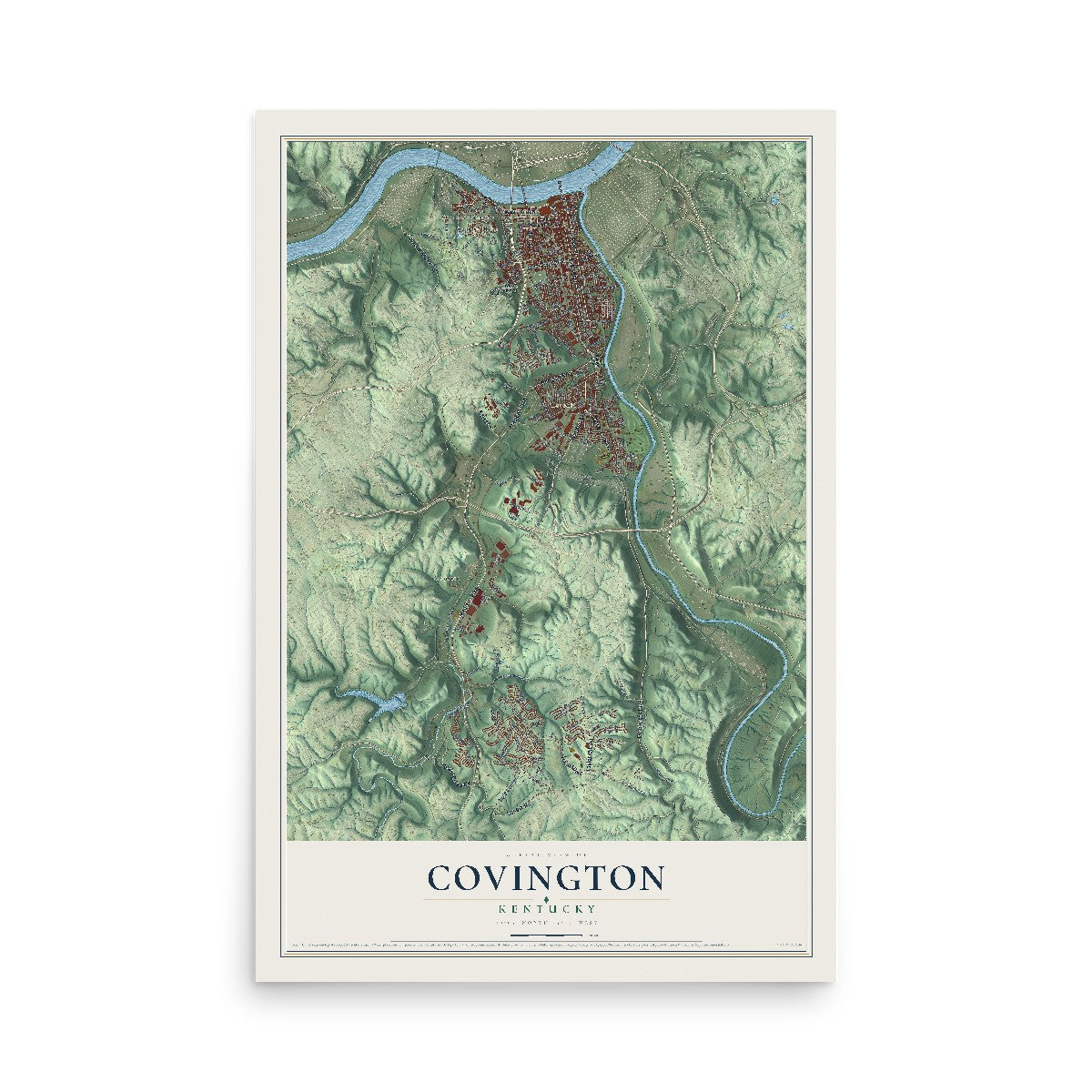 Map of Covington, Kentucky, 12 x 18 inch unframed archival matte print