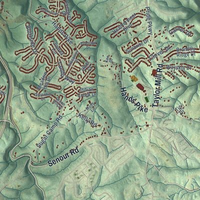 Second close-up of the map of Covington, Kentucky print showing more streets and buildings