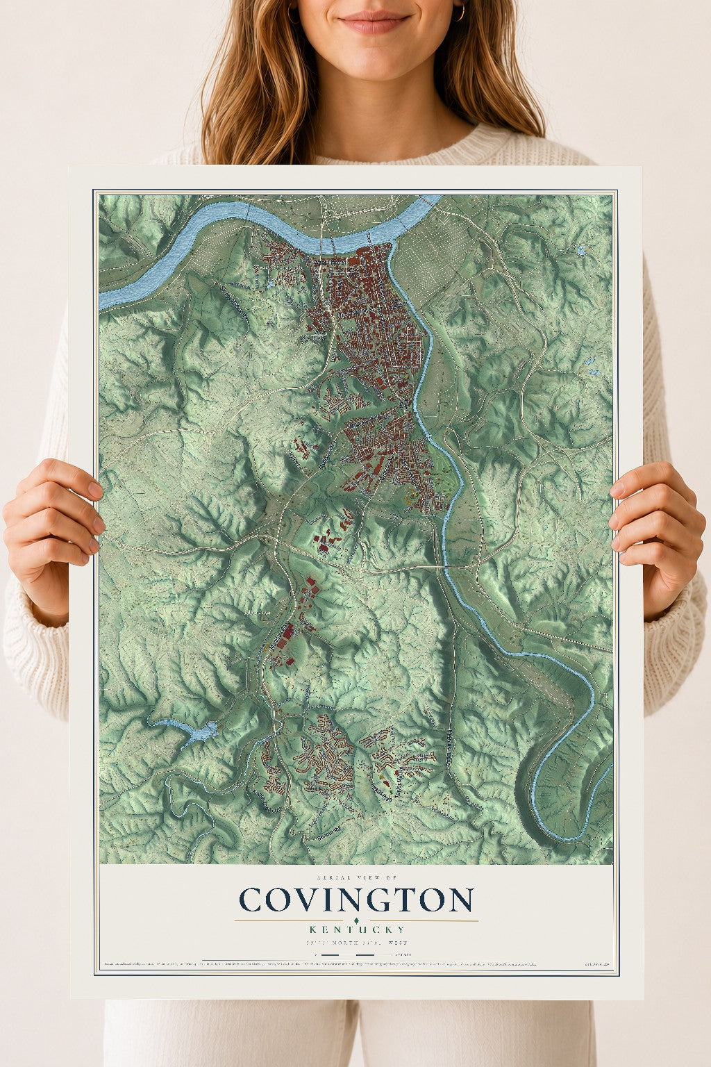 Map of Covington, Kentucky, 18 x 24 inch unframed archival matte print