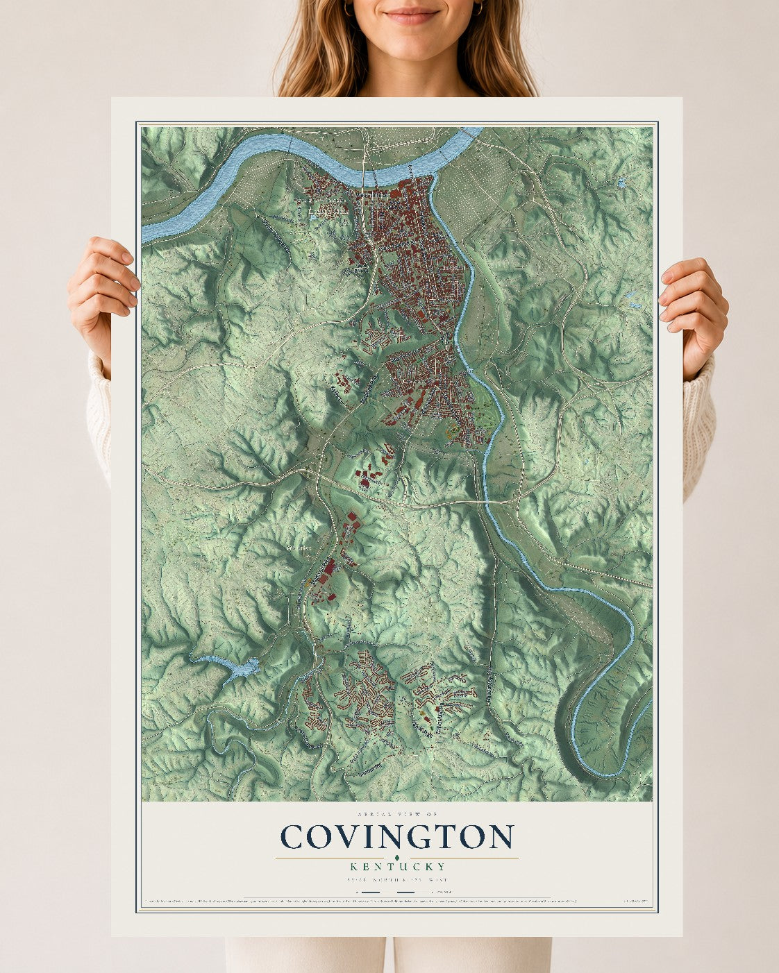 Map of Covington, Kentucky, 24 x 36 inch unframed archival matte print