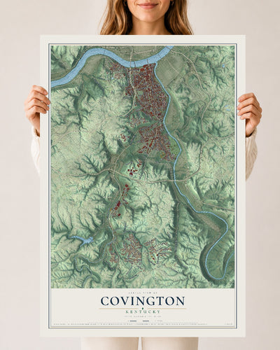 Map of Covington, Kentucky, 24 x 36 inch unframed archival matte print
