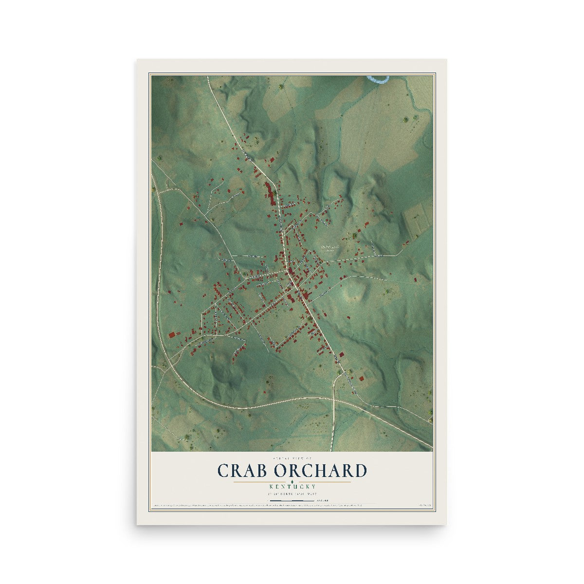 Map of Crab Orchard, Kentucky, 12 x 18 inch unframed archival matte print