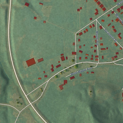 Second close-up of the map of Crab Orchard, Kentucky print showing more streets and buildings