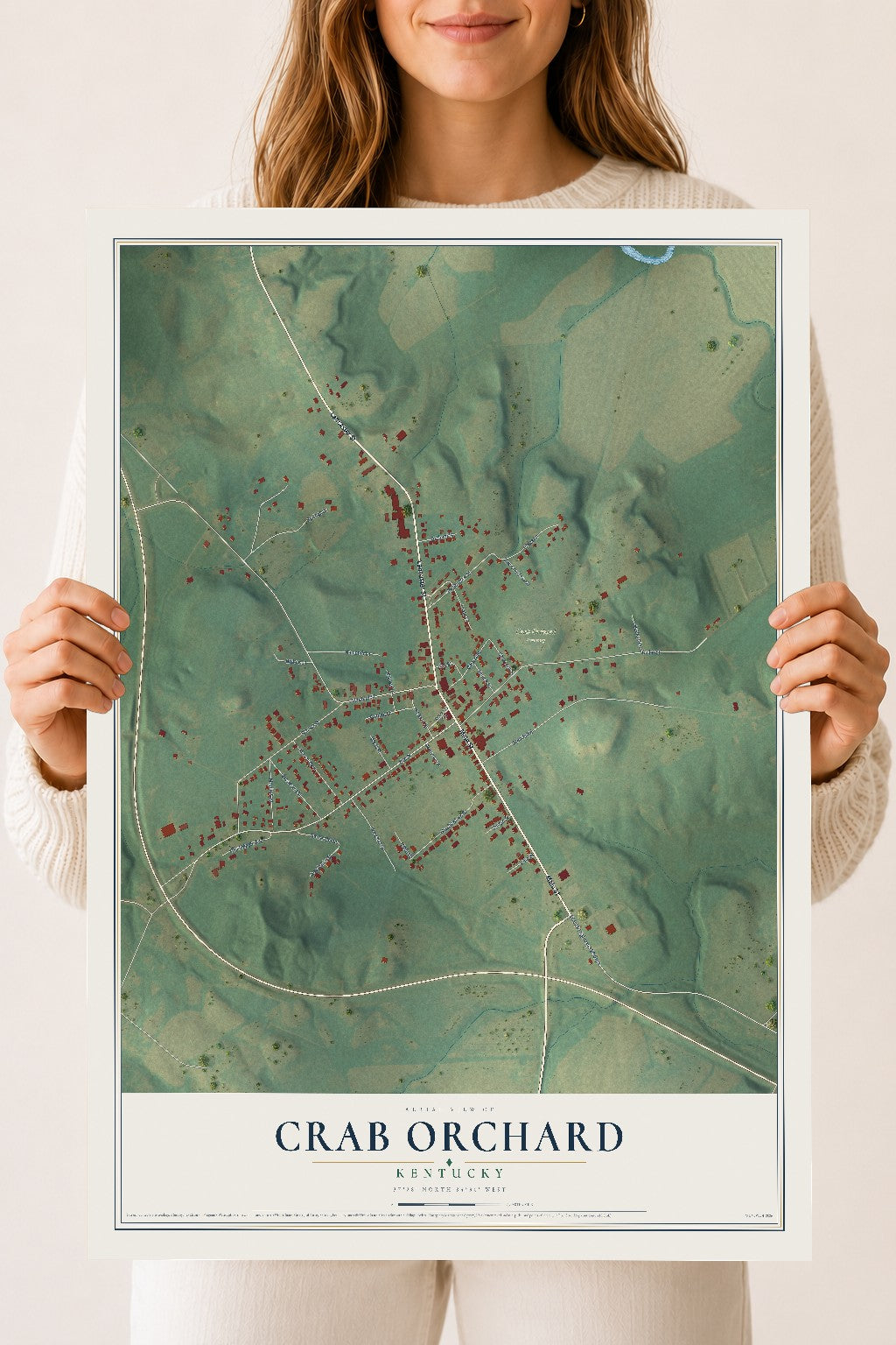 Map of Crab Orchard, Kentucky, 18 x 24 inch unframed archival matte print