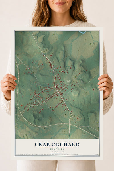 Map of Crab Orchard, Kentucky, 18 x 24 inch unframed archival matte print
