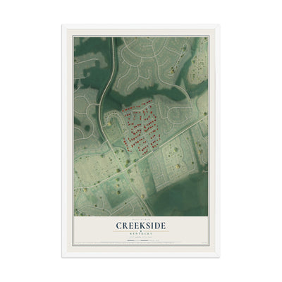 Map of Creekside, Kentucky, 12 x 18 inch print in a white wood frame