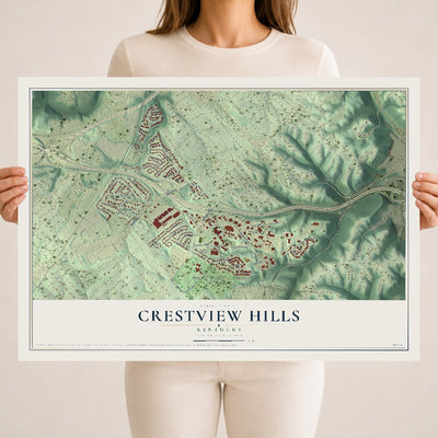 Map of Crestview Hills, Kentucky, 18 x 24 inch unframed archival matte print