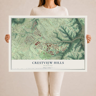 Map of Crestview Hills, Kentucky, 24 x 36 inch unframed archival matte print